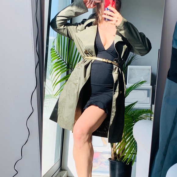 Baby Phat Double-Breasted Designer’s Trench Coat Camo Green Leopard Satin - Picture 1 of 16